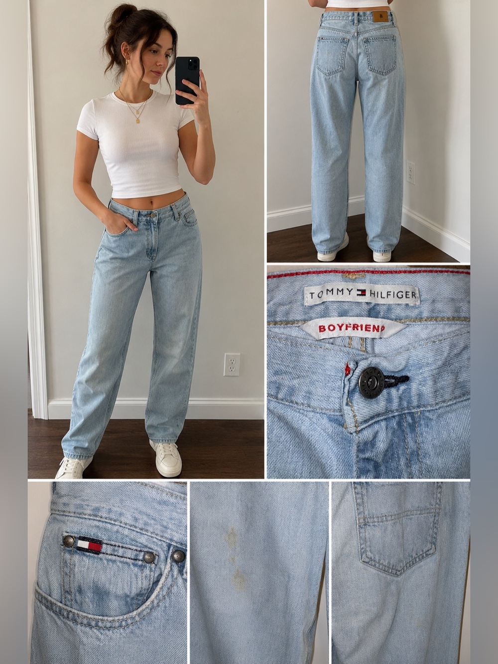 Tommy Hilfiger Boyfriend Jeans Light Wash Straight Leg Denim